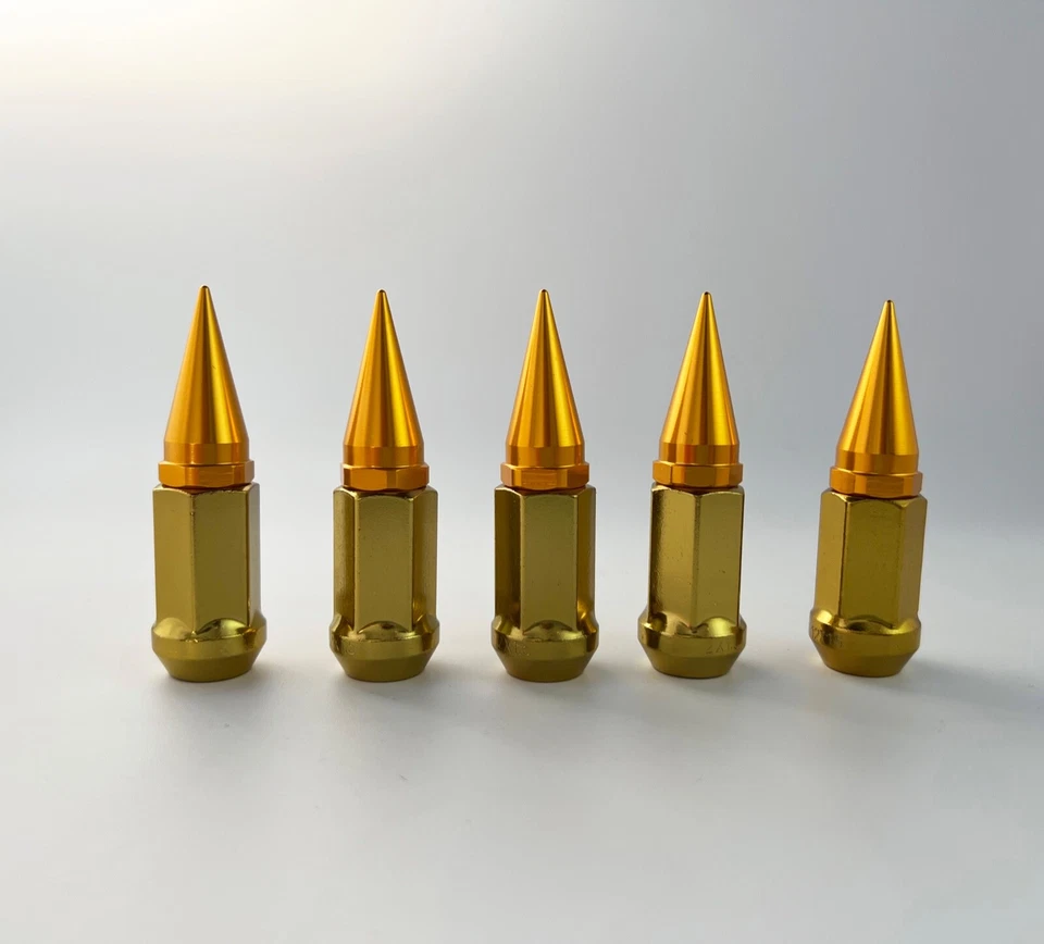 16PC EZ-GO CLUB CAR GOLF CART GOLD 3.18'' SPIKE LUG NUTS 1/2"-20 FOR GOLF CARTS - Image 3 of 4