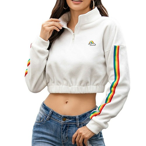 Women Jumper Crop Sweatshirt Pullover 