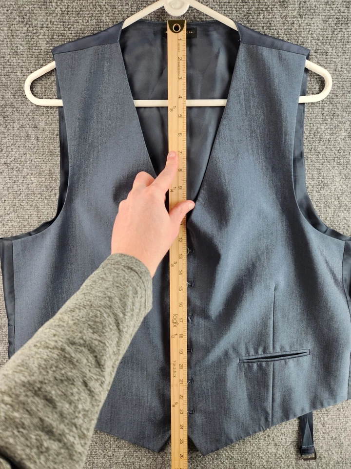 John Varvatos Men Striped Vest Waistcoat Gillet Blue Buttons Poly Rayon Formal - Image 3 of 4