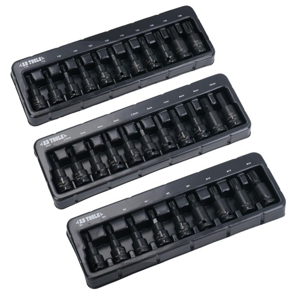 3/8 Zoll Antrieb Schlagschrauber Flach Sechskant Inbus Torx Star + Spline Bit...-image
