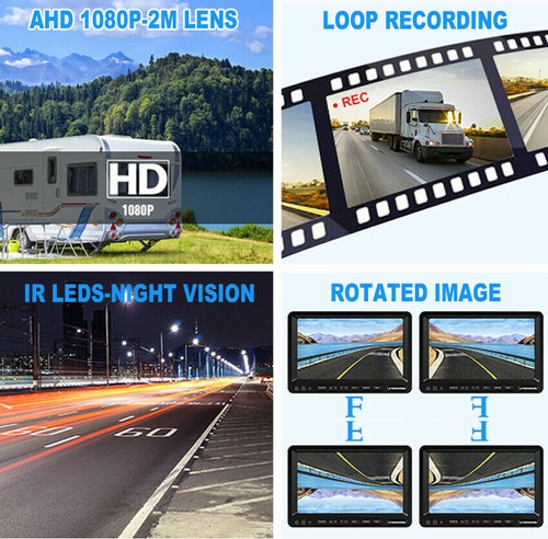 9" Quad DVR Monitor 4x 1080P 4PIN AHD Front/Sides/Rear View Camera Kit For Truck - Picture 8 of 12