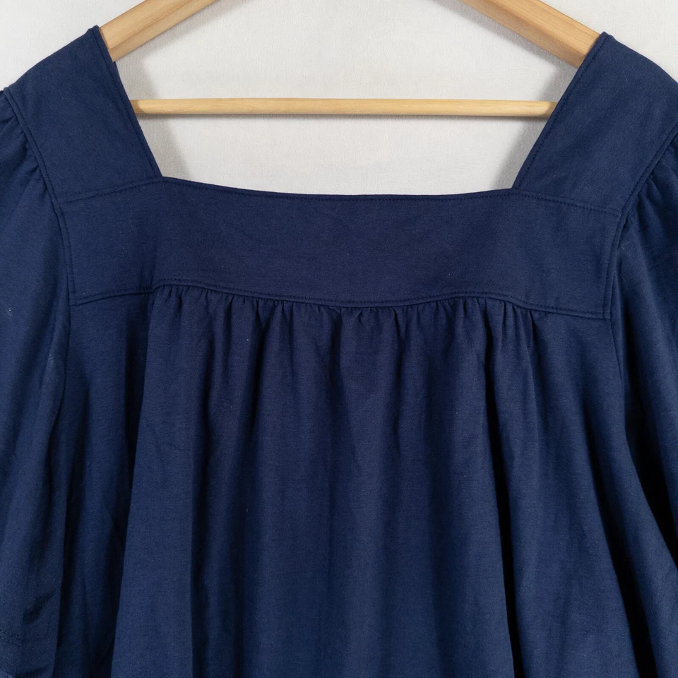 Rebecca Malone верхняя рубашка блузка размер большой темно-синий цветочный вышитый крестьянин - Изображение 4 из 4