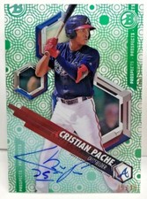 Cristian Pache 2018 Bowman High Tek GREEN RAINBOW on-card Autograph Auto #'d/99