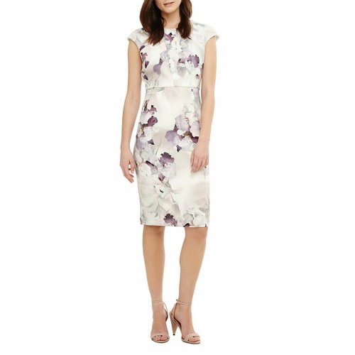 Phase Eight Damen Kleid Etuikleid Sommerkleid cocktailkleid Dress weiß lila  | eBay