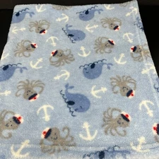 Parents Choice Walmart Blue Baby Blanket Octopus Sailor Hat Captain Whale Anchor