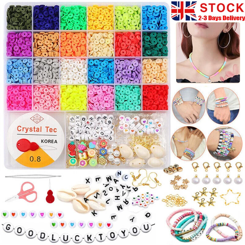 Bracelet Making Kit, Clay Beads Preppy Jewellery Making Kit, Set Of 5546+  Pcs