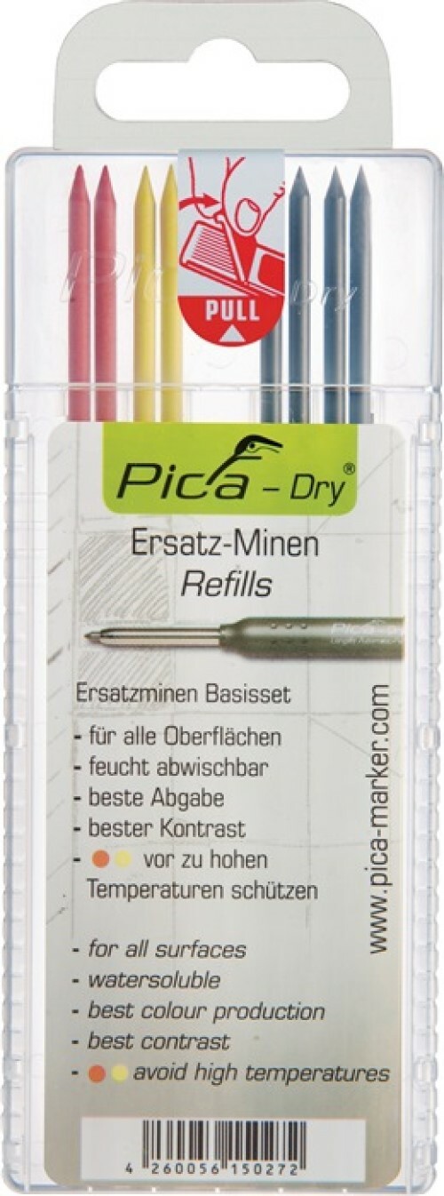 24 Stück Pica Minen 2,8mm - Zimmermannsbleistift Minen Schwarz Wasserfest