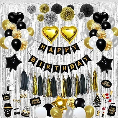 Birthday Decorations Party Kit – Over 100-Piece Black and Gold Party | eBay