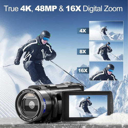 4K Ultra HD Camcorder Video Camera 48MP 16X for YouTube With Wi-Fi App Control - Picture 2 of 7