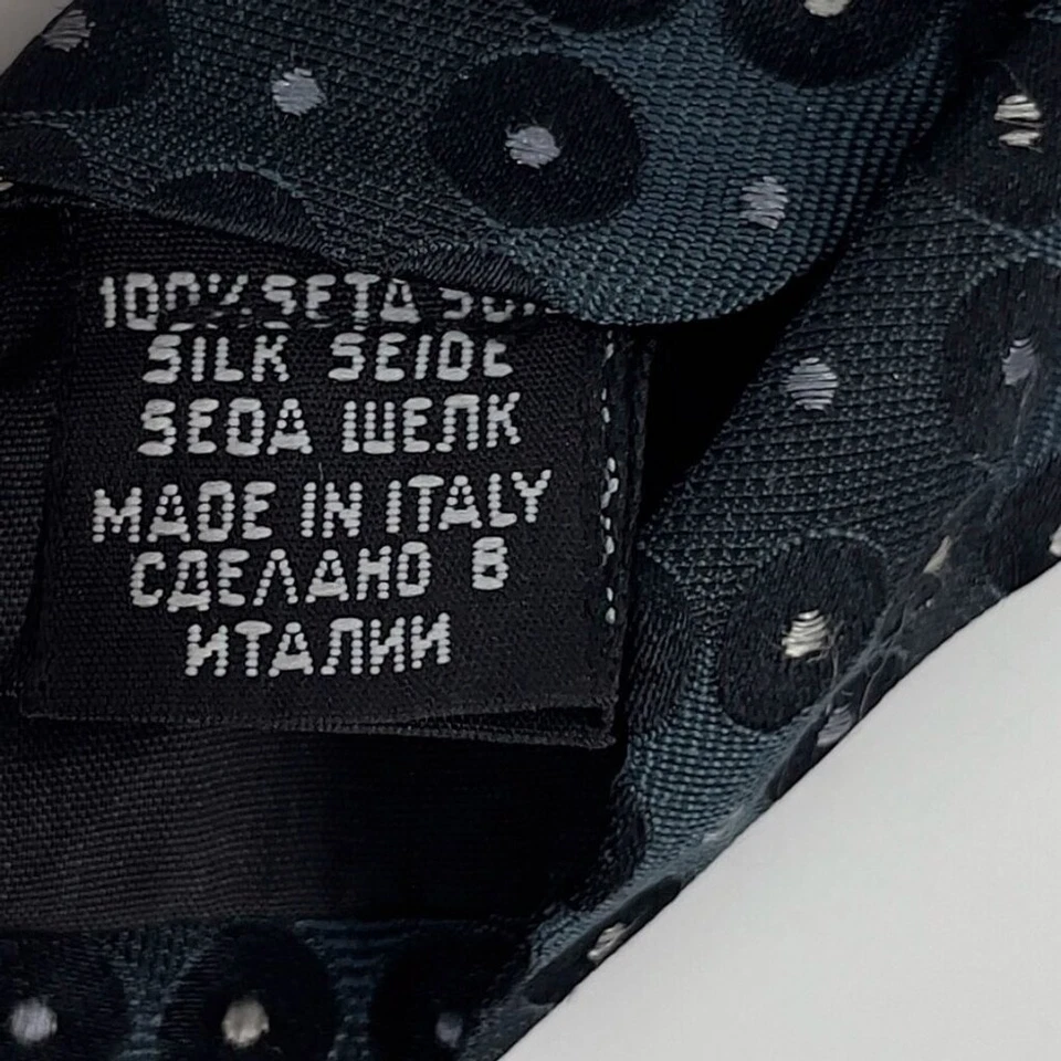 Gravata HUGO BOSS 100% SEDA feita na Itália azul preto e branco 3,5" - Imagem 3 de 3