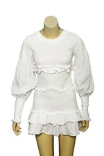 LoveShackFancy Smocked Mini Dress XS 2 Women's Casual Cotton White Short 41824