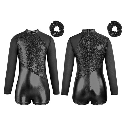 Kids Girls Sets Sequin Outfit Gymnastics Dancewear Patchwork Leotard Dance Soft - Picture 16 of 53