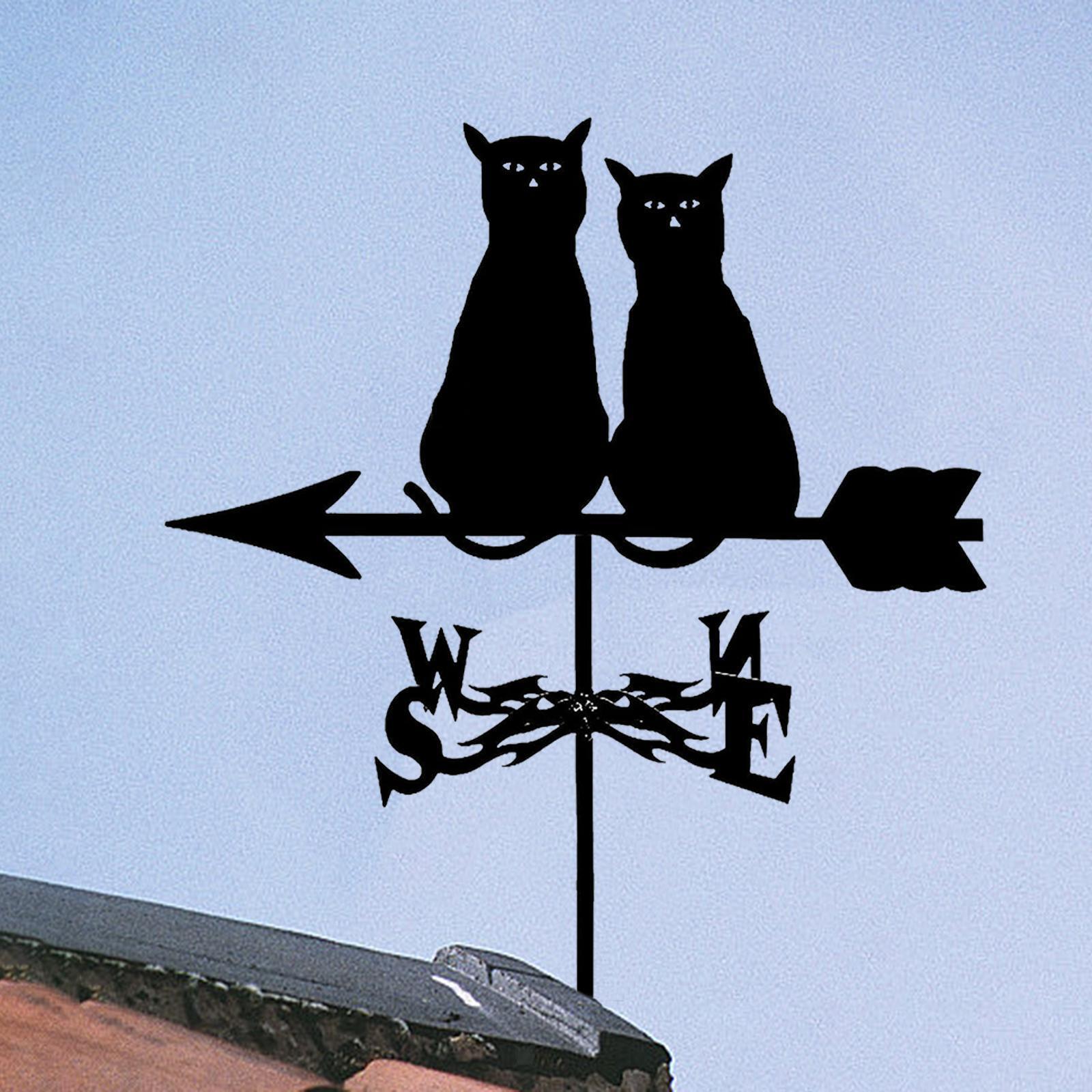 Cat Iron Wind Vane Metal Weathervane Roof Garden Direction