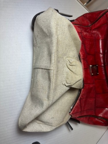 Dooney & Bourke Handtasche rot Leder Krokodil Vintage - schön getragen für Charme - Bild 18 von 21