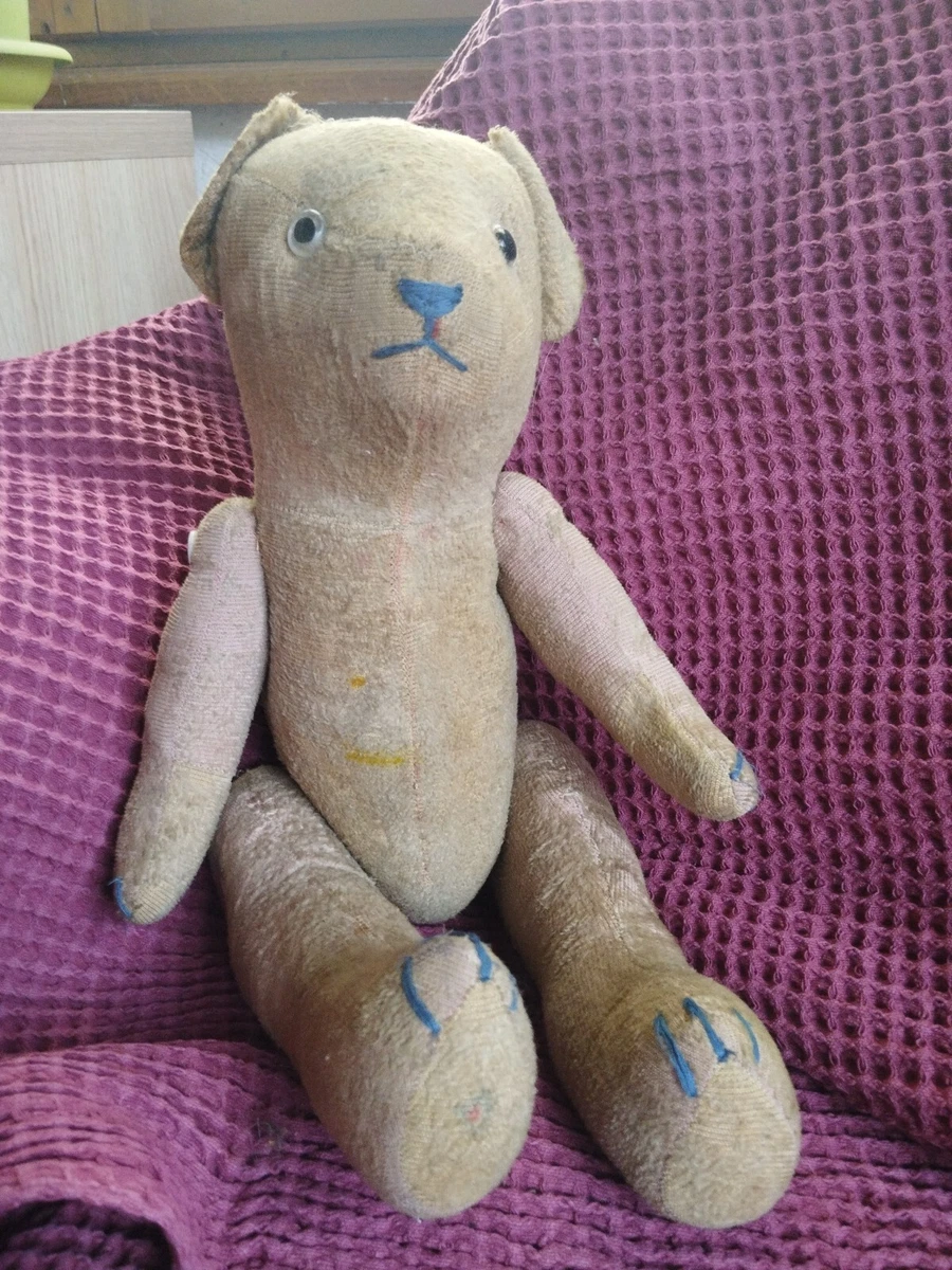 OURS ANCIEN PELUCHE 54 CM REMBOURRAGE PAILLE VINTAGE 1950 OLD TEDDY Bear M389 Imgx1200 5151