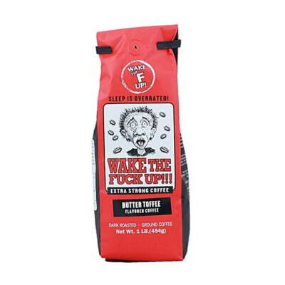 Wake the F'Up Coffee Butter Toffee Flavored Extra Caffeine Strong - 16oz
