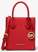 New Michael Kors XSmall Flame Red Mercer Crossbody Purse Handbag