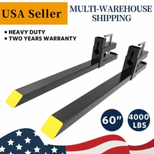 Tractor Pallet Forks 60" 4000Lbs Clamp On Bucket Loader Attachment Skid Steer