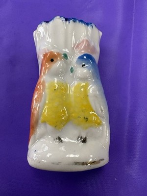 Vintage Figural Porcelain Bud Vase Cockatoos Occupied Japan 2 3/8  tall