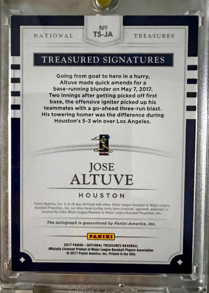 Panini National Treasures Jose Altuve 2017 automático #TS-JA 5/25 Foto 4 de 4