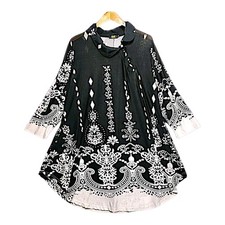 R&B Collection Paisley Print Dress Women's Plus Size 3XL Boho Black White 