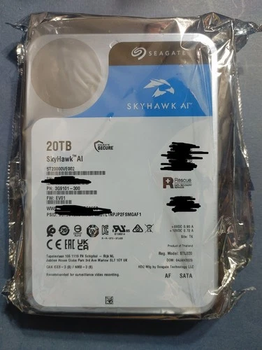 Seagate SkyHawk AI (7200RPM, 3.5", SATA III) 20TB Hard Drive ST20000VE002