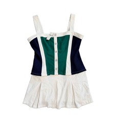 NWT Daily Practice Anthropologie Colorblock Pleated Mini Tennis Dress, Size LP