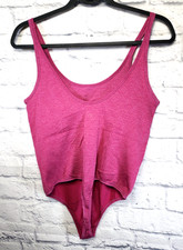 Lululemon Bodysuit Womens Sz 8 PINK Scoop Neck Thong Snap Gusset Stretch