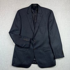 Chaps Micro Herringbone Blazer Sport Coat Men 44L Navy Blue Two Button Tailored