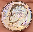 2000-D Roosevelt Dime Beautiful Lustrous Rainbow Toned  Coin w/Error  #12