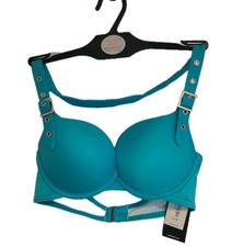 NEW LOOK HALTERNECK BLUE  BIKINI TOP BUCKLE DETAIL BNWT Various Sizes rrp £16.99