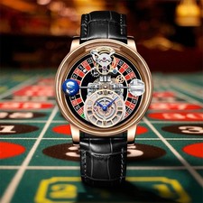 Montre à quartz homme luxe design PINDU astronomie casino roulette las Vegas