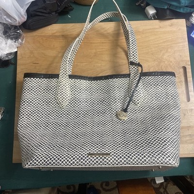 Brahmin Julian loren Tote Bag Leather and white snake like pattern