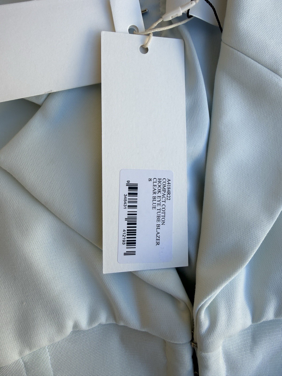 NWT Dion Lee Compact  Hook Eye Tube Blazer Clear Blue Womens US 4 AUS 8 Designer image 9