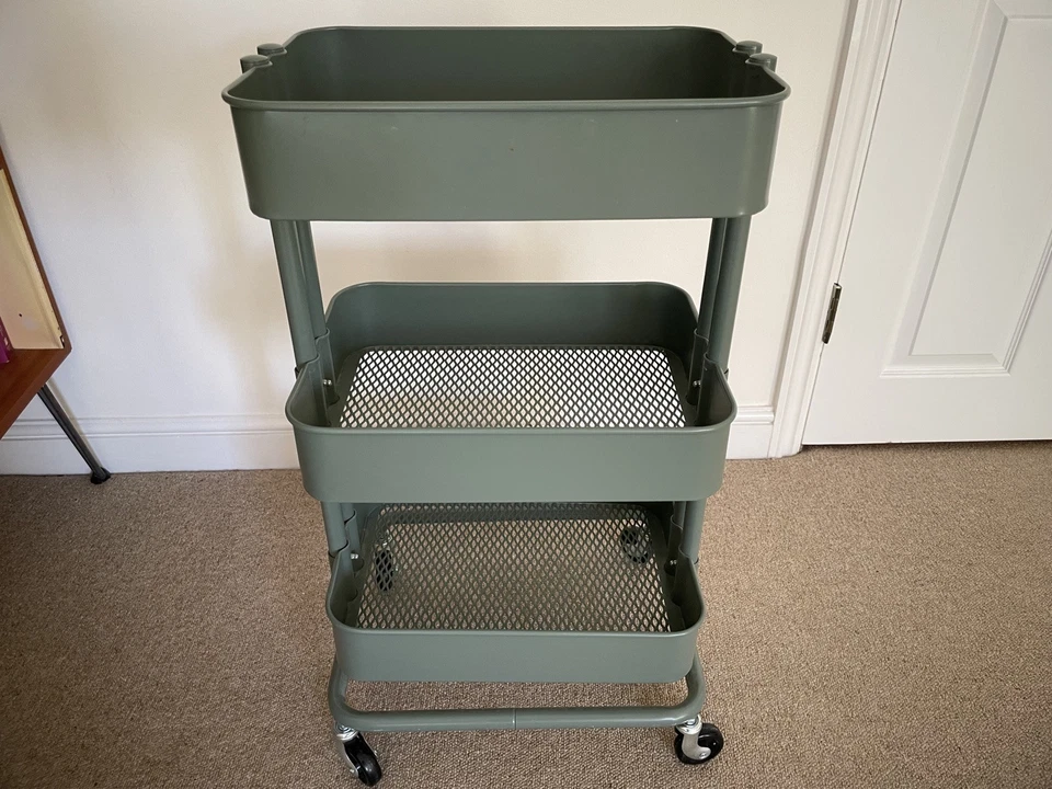 Used IKEA RÅSKOG Trolley Kitchen Utensils Desk Accessories in Green 28x38x61cm - Image 2 of 4