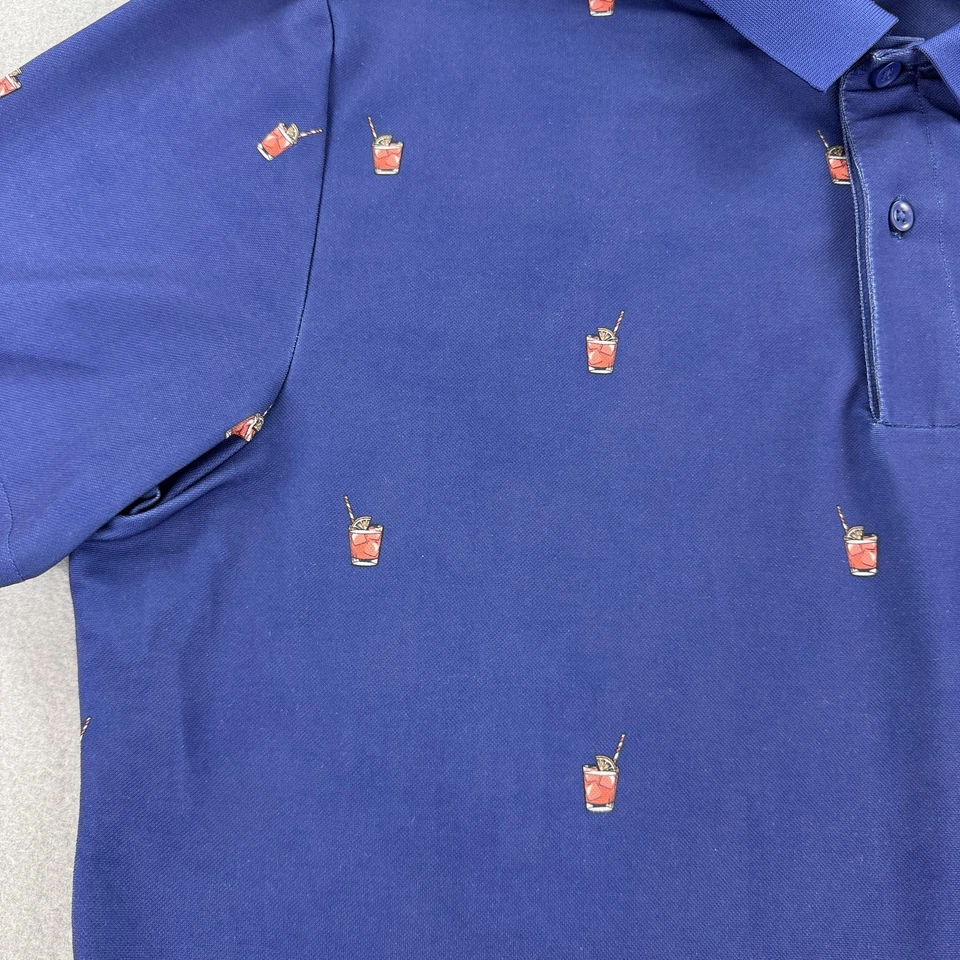 Bonobos Golf Polo Shirt Mens Large Blue Slim Fit All Over Print Cocktails Summer - Image 3 of 4