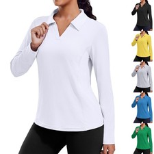 Women s Golf Fitted T-shirt Durable Stand Collar Performance Tee Stretchy