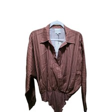 Reformation Leah Bodysuit Mahogany Stripe Size 6 New with Tags