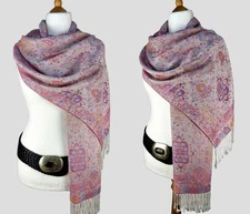 Italian Pashmina Paisley Scarf for Women with Floral Pattern, Lightweight,...