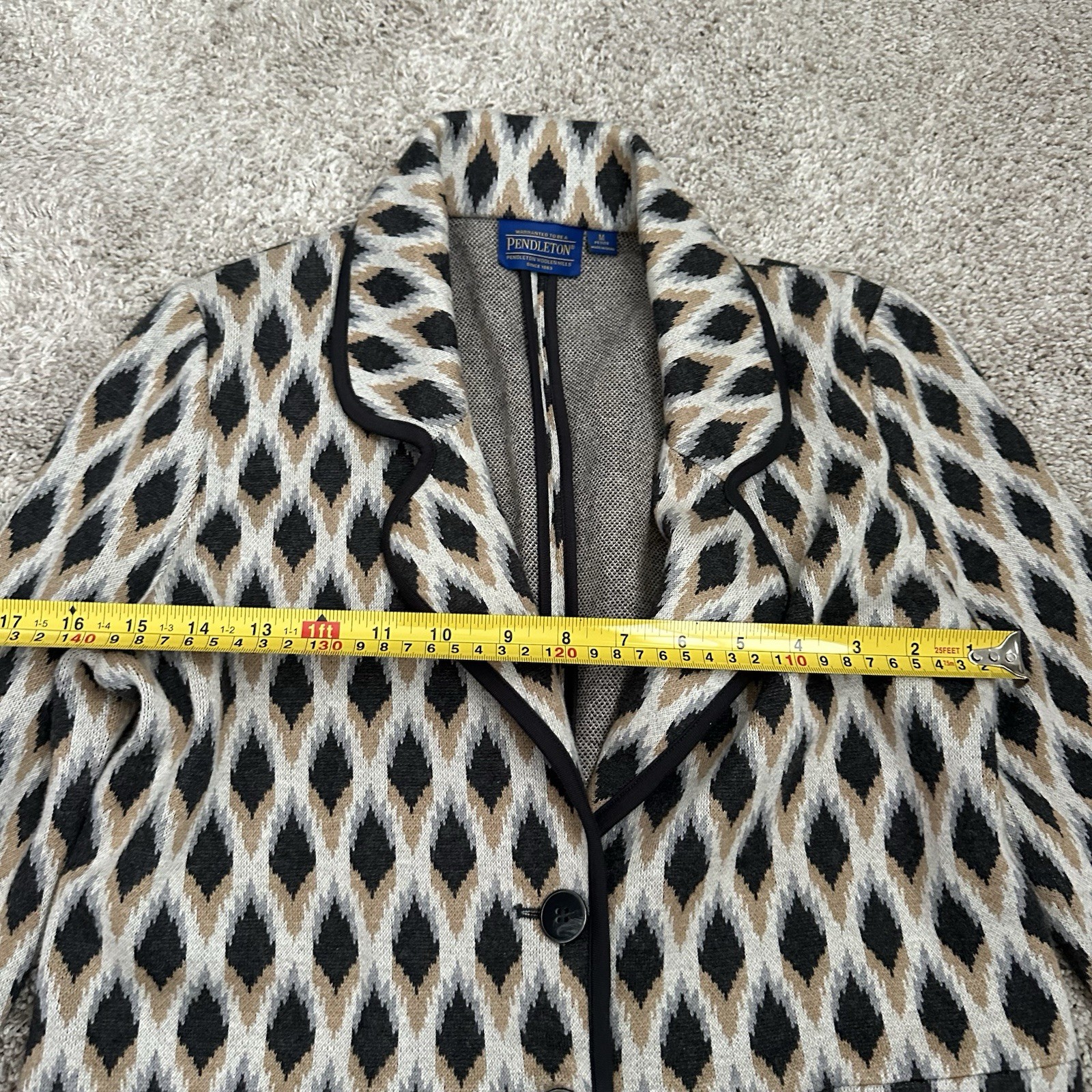 Pendleton Petite M Blazer Jacket Geometric Diamon… - image 10