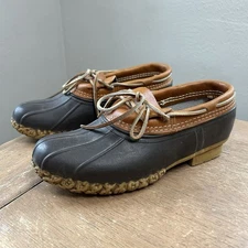 VTG LL Bean Boots Rubber Mocs Low Duck Boots Tan Brown Men's 6M Fisherman VGC