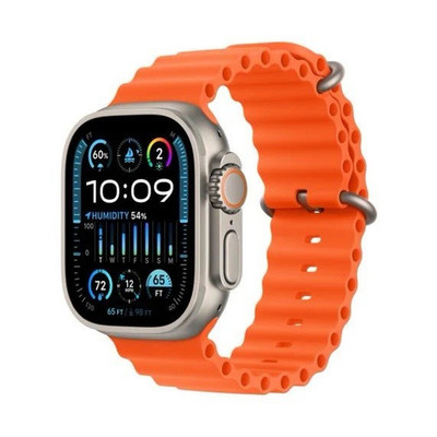 Apple Watch Ultra 2 49mm Titanium Silver Case Orange Silicone Band GPS 32GB