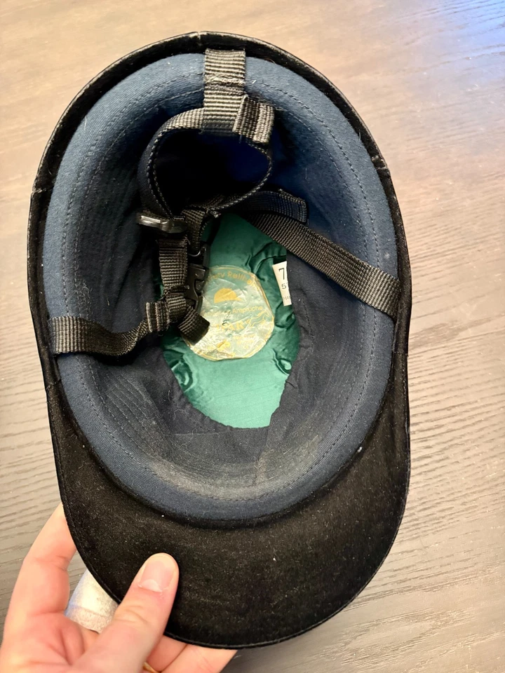 Reithelm Reitkappe EQUIPAR Gr. 57 schwarz Samt wie NEU! - Bild 3 von 4