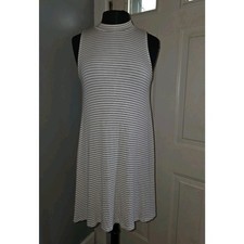 EVERLY Womens Black & White Striped Sleeveless Dress Fitted MADE IN USA Size S