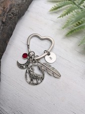 Wolf Purse Charm / Keychain Moon Keychain, Celestial Gift