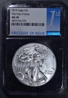 2019 $1 AMERICAN SILVER EAGLE UNC FDOI 1st Day of Issue 1 oz .999 NGC MS70 A6436