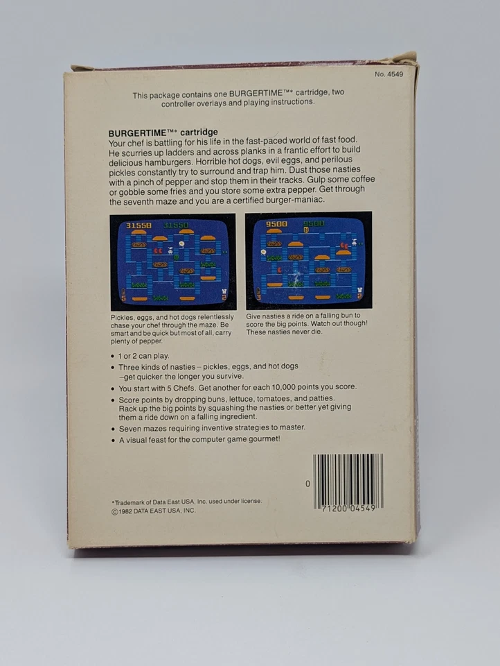 BurgerTime (Intellivision, 1982) - CIB Complete - Image 2 of 4