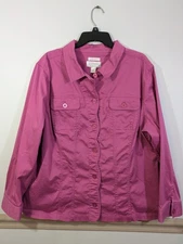 CJ Banks Jacket Women 3X Dusty Rose Pink Button Front Collared Pockets