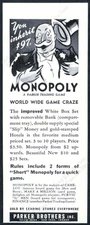 1936 Monopoly game rich man art Parker Brothers vintage print ad