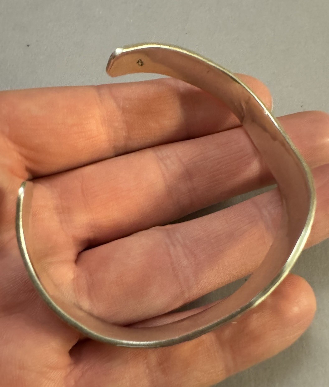 Solid Sterling Silver 925 Hammered Cuff Bangle Br… - image 12